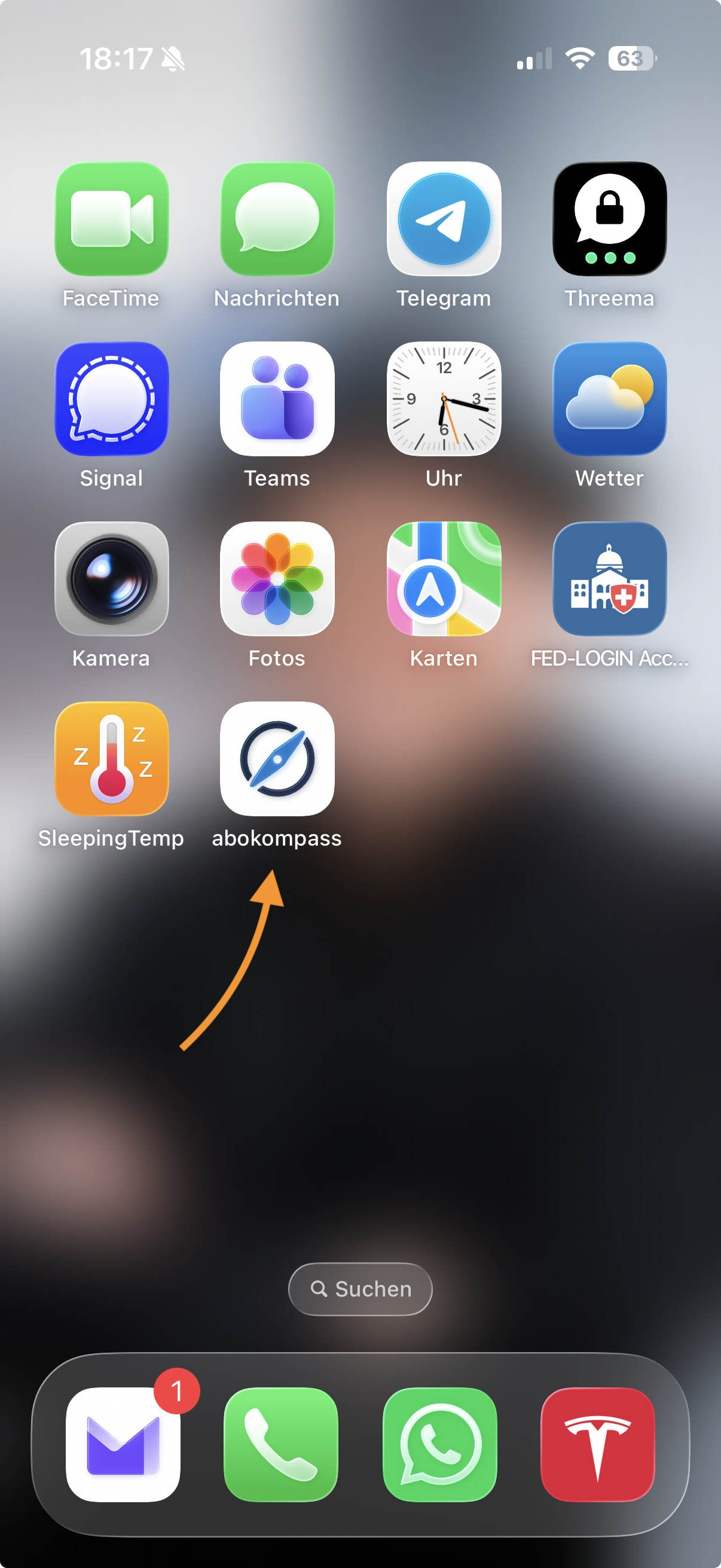 Bestätigung des Homescreen-Namens für abokompass
